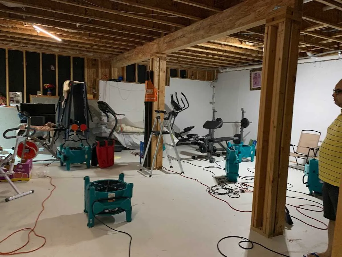 Basement drying equipment setup for Contents Cleaning & Restoration in Joliet
